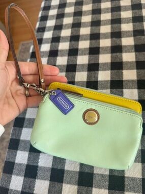 Coach Double Zip Wristlet - Pastel Colorblock Leather